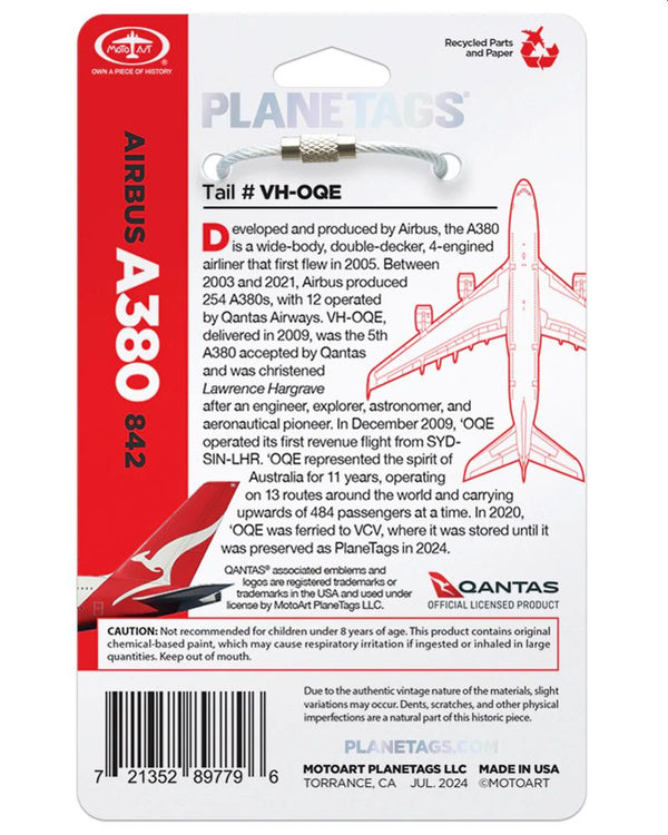 PlaneTags Qantas A380 VH-OQE