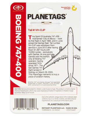 Planetag Qantas Boeing 747-400 - White Keychains by Planetags | Downunder Pilot Shop