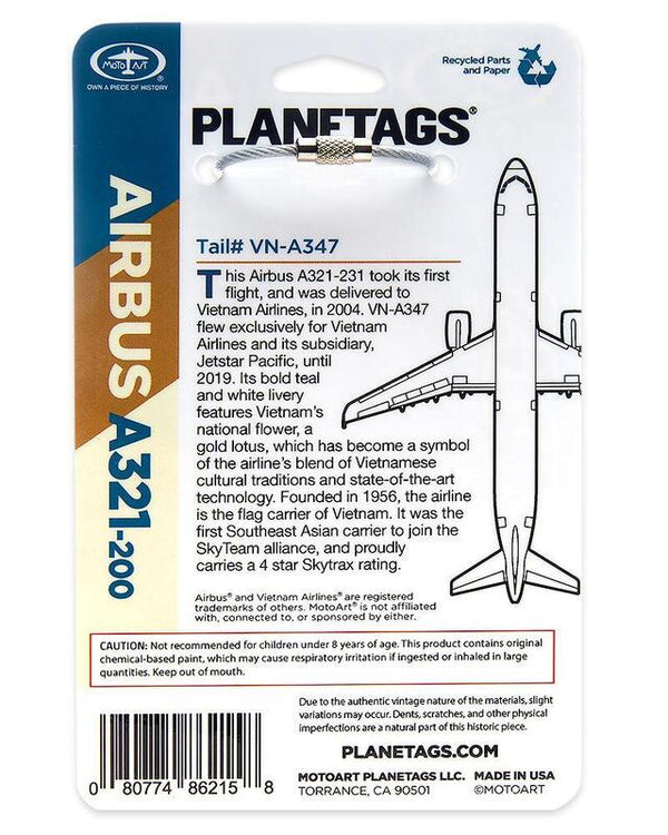 Planetag Vietnam Airlines Airbus A321-200 Tail VN-A347 Keychains by Planetags | Downunder Pilot Shop