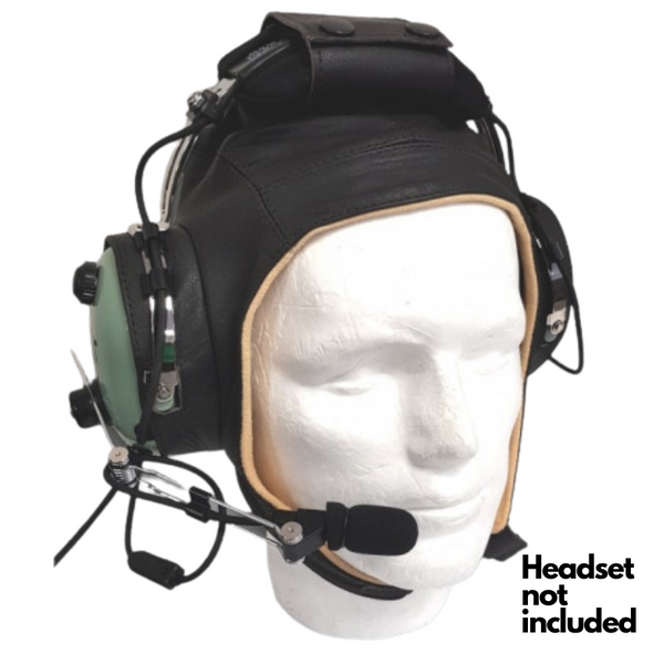 Leather Flying Headset Helmet L Leather Helmets by Pooleys | Downunder Pilot Shop