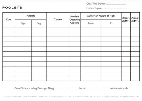 Pooleys Pilot Flying Log Book - NLB010-Pooleys-Downunder Pilot Shop