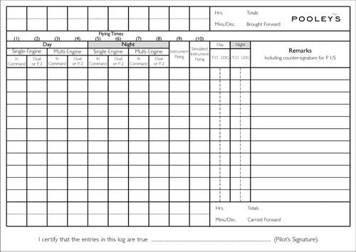 Pooleys Pilot Flying Log Book - NLB010-Pooleys-Downunder Pilot Shop