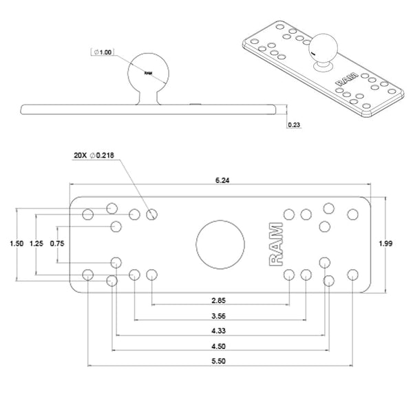 RAM Double Socket Arm and 6.25