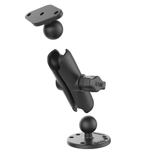 RAM Double Socket Arm and Round Base and Diamond Base with 1" Ball General RAM Components by RAM Mount | Downunder Pilot Shop
