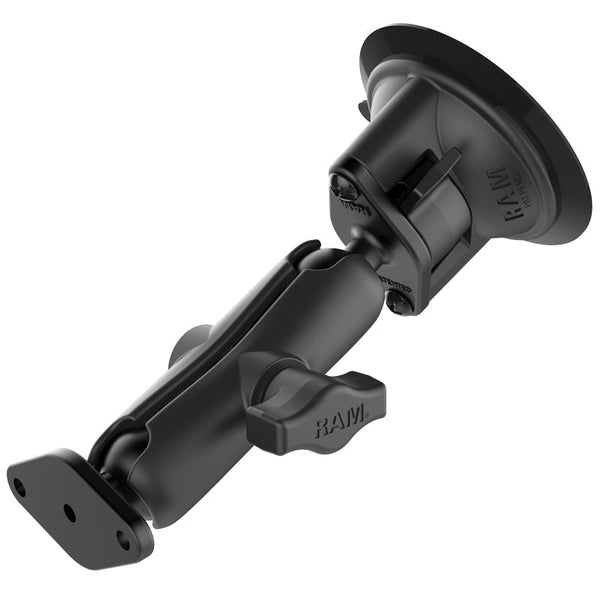 RAM Double Socket Arm and Twist-Lock Suction Cup and Diamond Base with 1" Ball Suction Cup Mounts by RAM Mount | Downunder Pilot Shop
