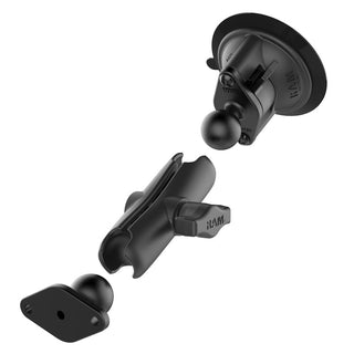 RAM Double Socket Arm and Twist-Lock Suction Cup and Diamond Base with 1" Ball Suction Cup Mounts by RAM Mount | Downunder Pilot Shop