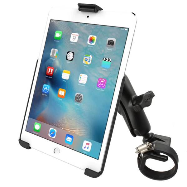 RAM EZ-Roll'r Holder for iPad Mini 4 & 5 with Mounting Options With Large Strap Hose Clamp Mounts by RAM Mount | Downunder Pilot Shop