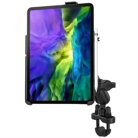 RAM EZ-Roll'r Holder for iPad Pro 11" (1st - 4th Gen) and Air (4th & 5th Gen) with Mounting Options With Handlebar U-Bolt Clamp Mounts by RAM Mount | Downunder Pilot Shop