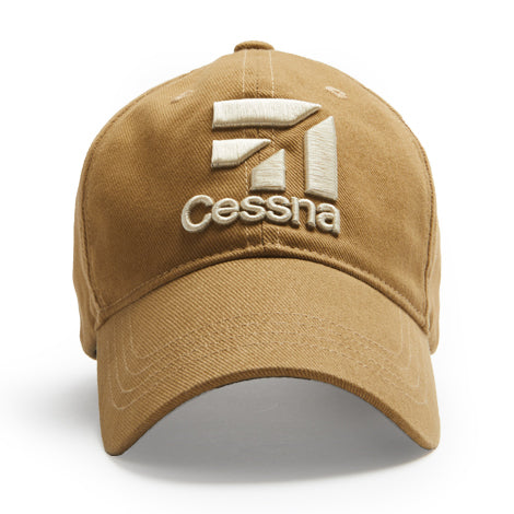 Red Canoe Cessna 3D Logo Cap - Tan-Red Canoe-Downunder Pilot Shop