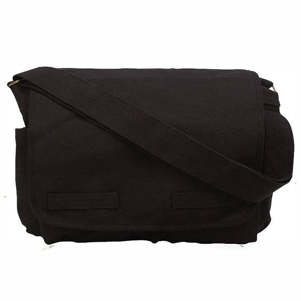 Rothco HW Canvas Vintage Messenger Bag Black Pilot Shop