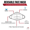 Rothco Reusable 3-Layer Face Mask (L/XL) - Olive Drab Face Masks by Rothco | Downunder Pilot Shop