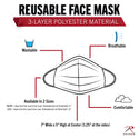 Rothco Reusable 3-Layer Face Mask (S/M) - Black Face Masks by Rothco | Downunder Pilot Shop