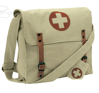 Rothco Vintage Medic Canvas Bag With Cross - Khaki Shoulder Bags by Rothco | Downunder Pilot Shop