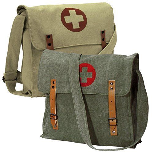 Rothco Vintage Medic Canvas Bag With Cross - Olive Drab Shoulder Bags by Rothco | Downunder Pilot Shop