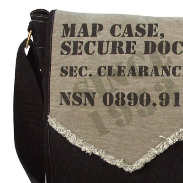Rothco Vintage Messenger Canvas Imprinted Map Bag - Black Shoulder Bags by Rothco | Downunder Pilot Shop