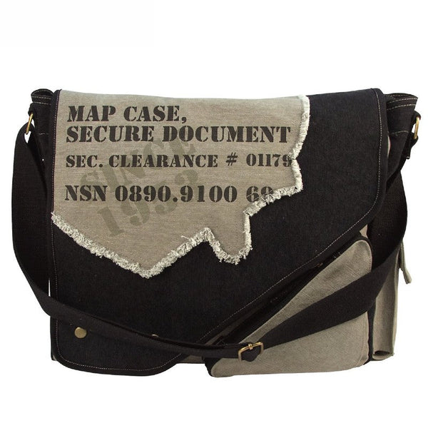 Rothco Vintage Messenger Canvas Imprinted Map Bag - Black Shoulder Bags by Rothco | Downunder Pilot Shop