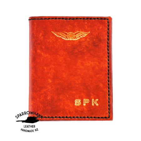 Sparrowhawk NZ Pilot's Licence & Medical Certificate Wallet British Tan with Black Stitiching Licence Covers by Sparrowhawk | Downunder Pilot Shop