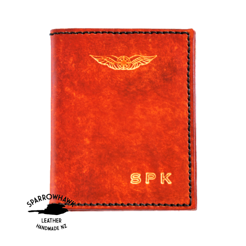 Sparrowhawk NZ Pilot's Licence & Medical Certificate Wallet British Tan with Black Stitiching Licence Covers by Sparrowhawk | Downunder Pilot Shop
