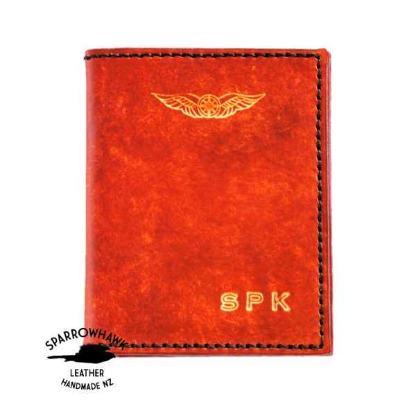 Sparrowhawk NZ Pilot's Licence & Medical Certificate Wallet British Tan with Black Stitiching Licence Covers by Sparrowhawk | Downunder Pilot Shop