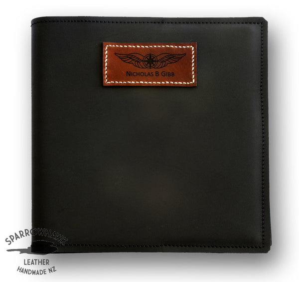 Sparrowhawk Pilot's Logbook Cover - Black Aniline Leather-Sparrowhawk-Downunder Pilot Shop