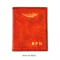 Sparrowhawk Premium Passport & Card Wallet- Hand Dyed with Embossed Initials British Tan with Black Stitching Wallets & Licence Holders by Sparrowhawk | Downunder Pilot Shop