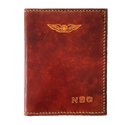 Sparrowhawk Premium Passport & Card Wallet- Hand Dyed with Embossed Initials Medium Brown with Butterscotch Stitching Wallets & Licence Holders by Sparrowhawk | Downunder Pilot Shop