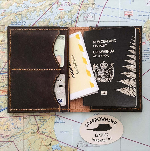 Sparrowhawk Premium Passport & Card Wallet- Hand Dyed with Embossed Initials Wallets & Licence Holders by Sparrowhawk | Downunder Pilot Shop