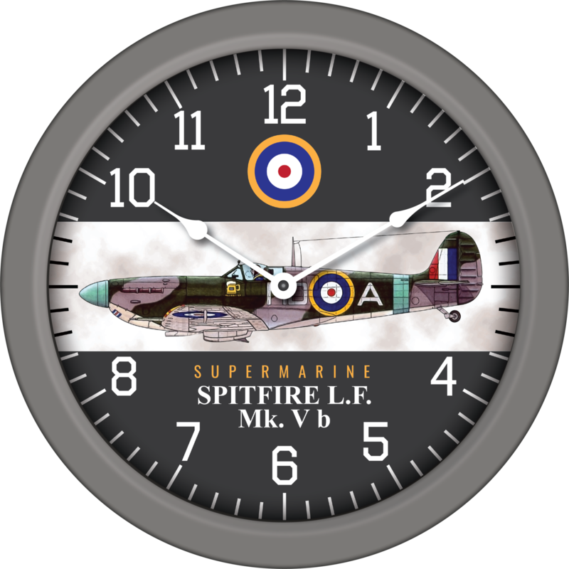14" WWII Aircraft Wall Clock - Spitfire LF Mk Vb Clocks by Trintec | Downunder Pilot Shop