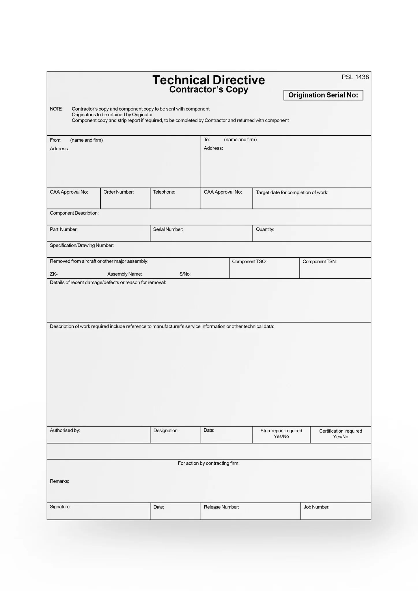 Caa Files CAA 1438 Technical Directive Form – NZ Aviation | Pilot Shop