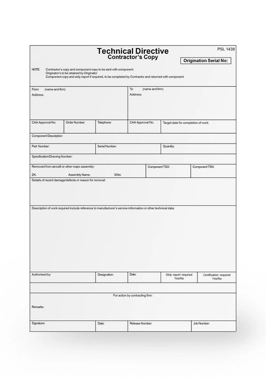 Technical Directive Form CAA 1438