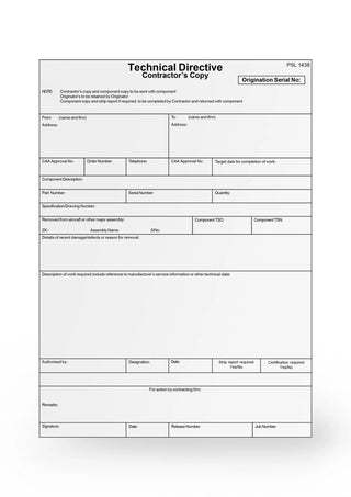 Technical Directive Form CAA 1438