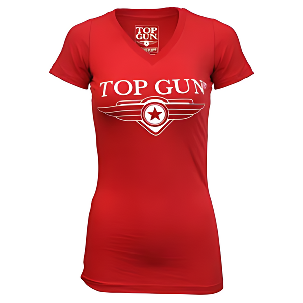 TOP GUN Women's Logo T-Shirt - Red T-Shirts by TOP GUN | Downunder Pilot Shop