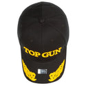 Black cap with yellow 'Top Gun' text and logo on a white background