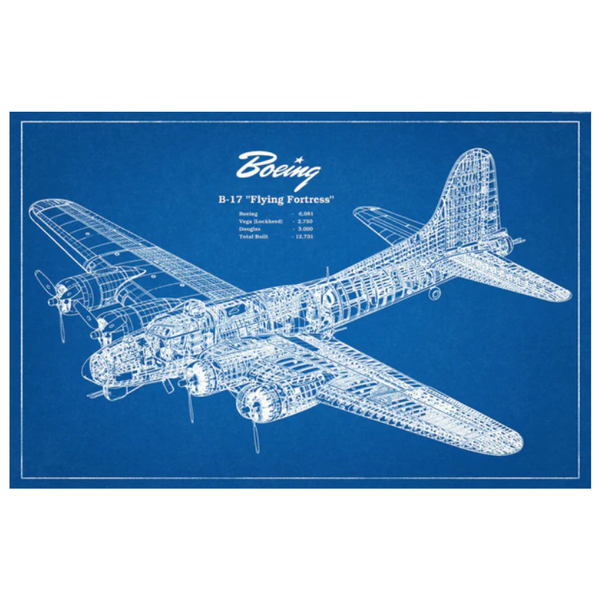 Vintage Blueprint Poster - Boeing B-17 Flying Fortress Posters by ABC | Downunder Pilot Shop
