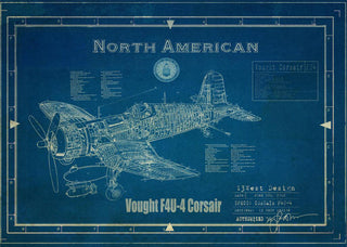 Vintage Blueprint Poster - F4U-4 Corsair Posters by ABC | Downunder Pilot Shop
